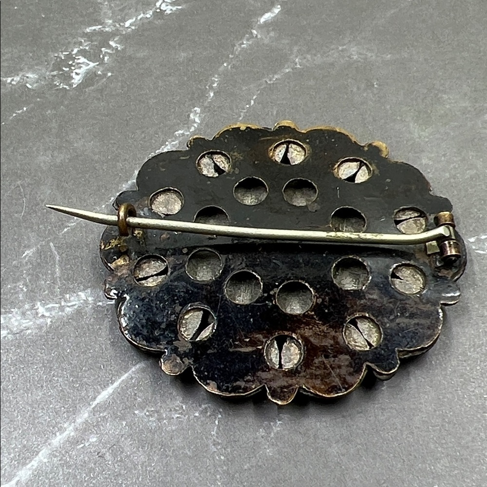 Rare Antique Victorian Black Enamel Mourning Brooch Pin - Picture 5 of 9
